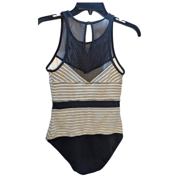 ANNE COLE Women's Black/ White Removable Cups One Piece Swimsuit SZ 8 - Picture 2 of 10